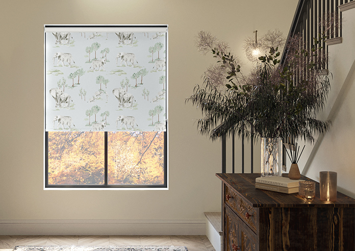Elephant Herd, Gentle Blue - Roller Blind - Image 3
